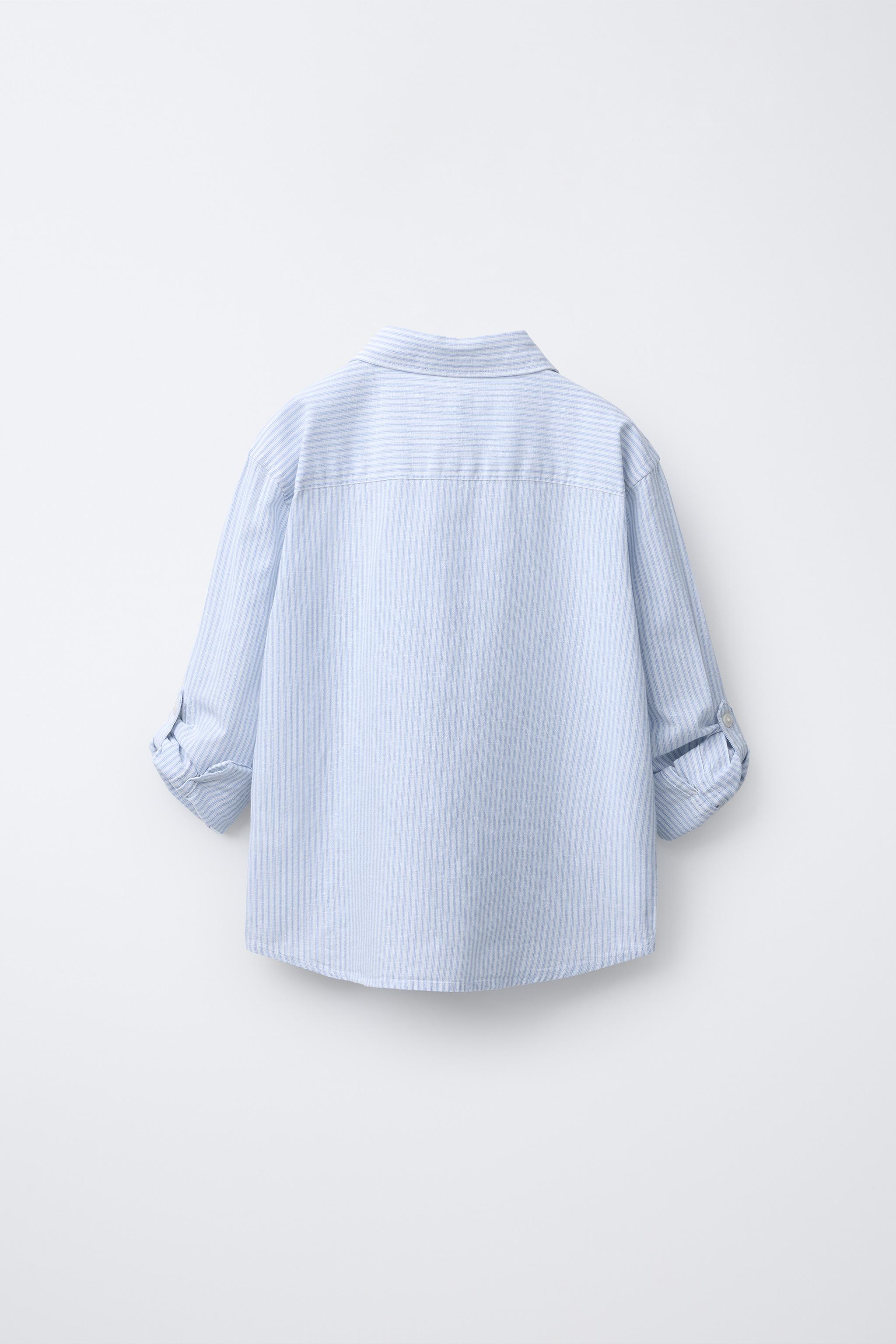 STRIPED COTTON AND LINEN SHIRT